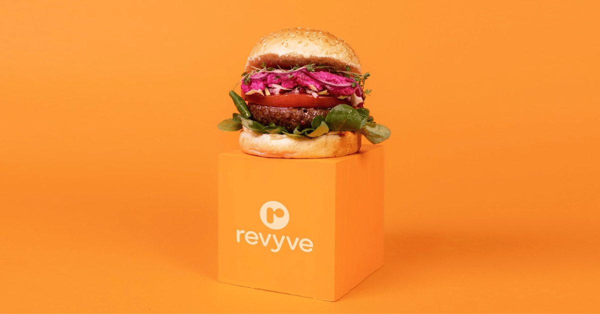 Revyve burger made with revyve ingredients